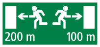 Direction et distance vers l'issue de secours la plus proche